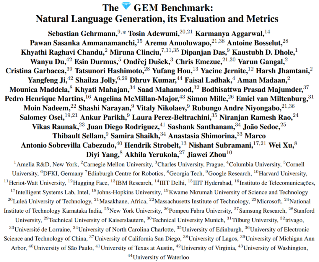 全球44家机构，55位大佬，历时两年，打造最强NLG评测基准！